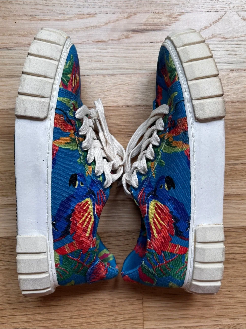 FARM RIO- BLUE MACAW PARROT PLATFORM SNEAKER - Women 8.5